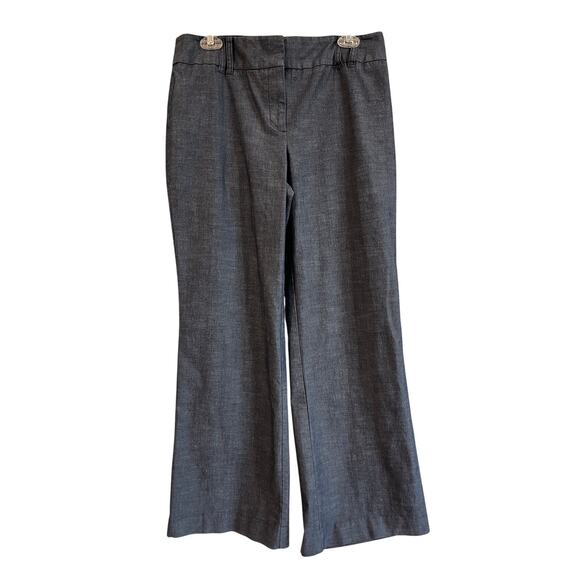 Ann Taylor LOFT Linen Blend Pants Size 10 Blue Wide Leg Trouser Career Casual - Picture 1 of 11